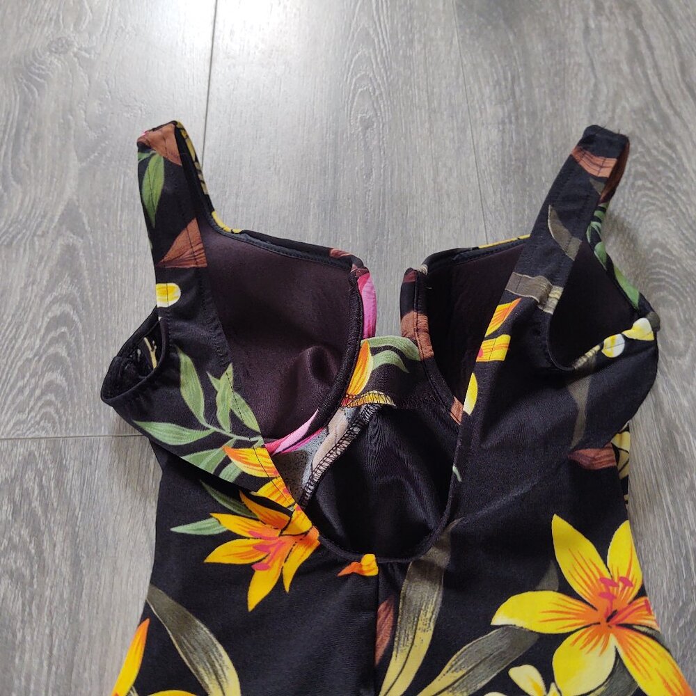 Miraclesuit Notched V Floral Print One Piece Swimsuit - Picture 10 of 15